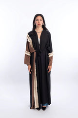 Hans-Tow Tone Open Kaftan - Black and Brown