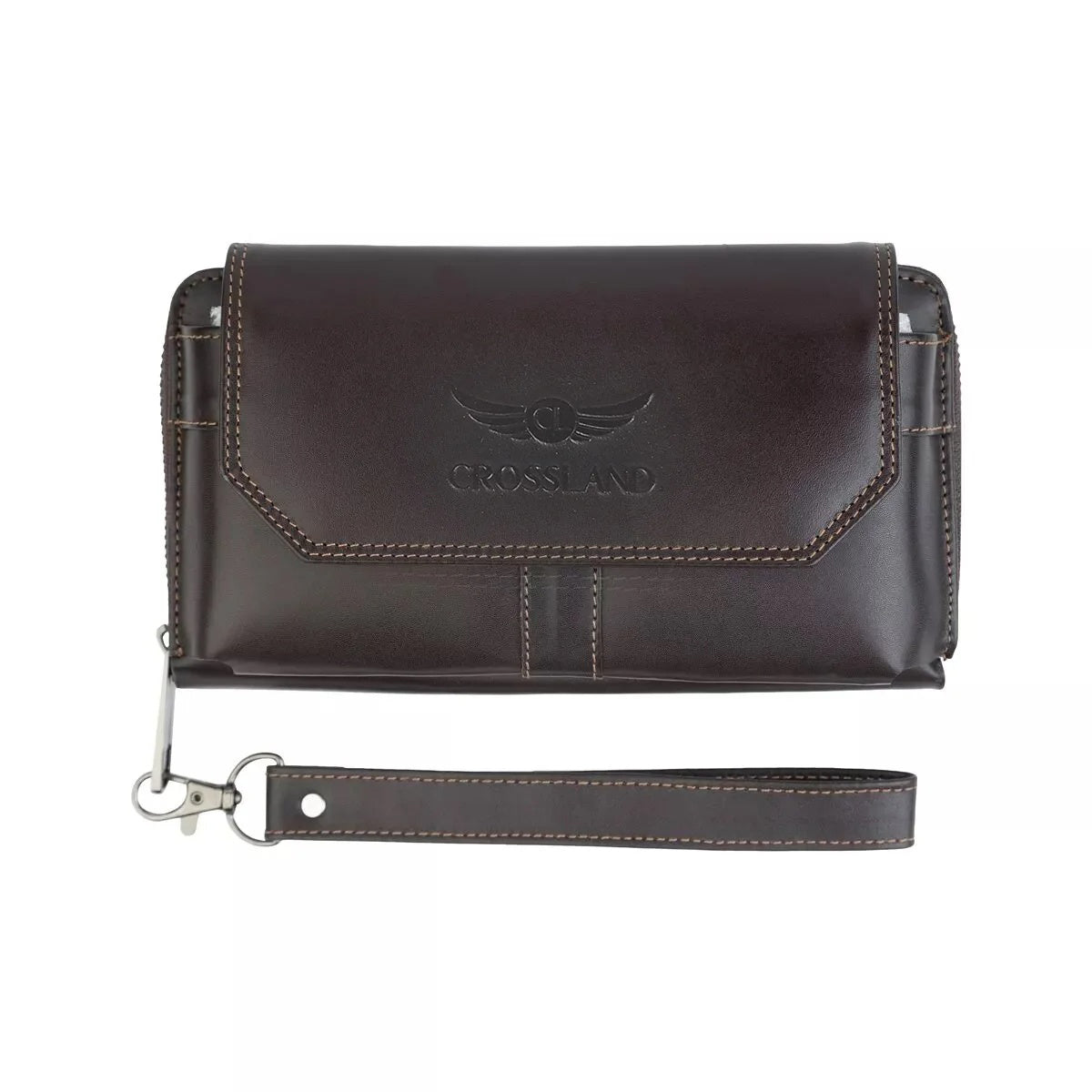 CROSSLAND - Genuine Leather Clutch Handbag- Interior Card Slots for men