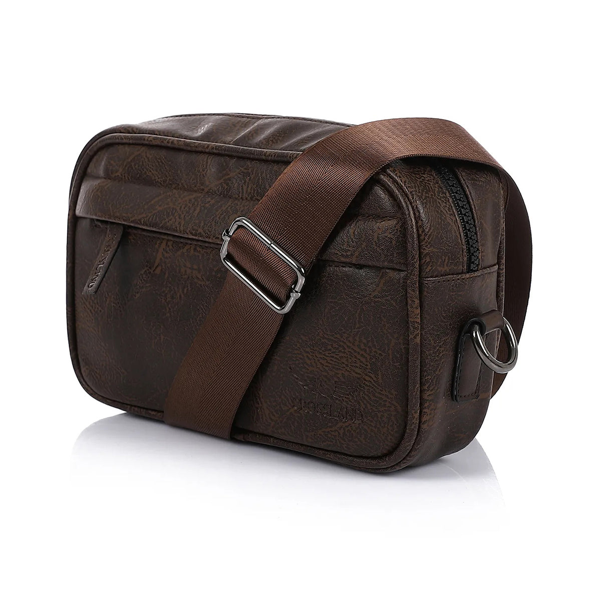 CROSSLAND -  Leather Handbag And Crossbody Bag, 3 Zippers, Adjustable Shoulder Strap for men