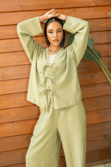 Tie Front V-Neck Blouse