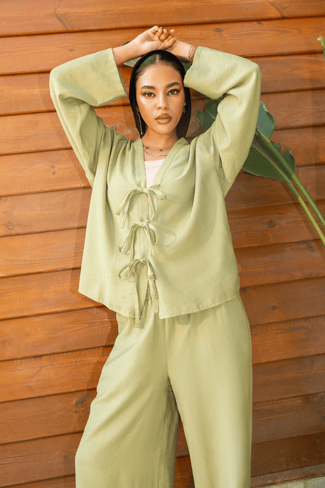 Tie Front V-Neck Blouse