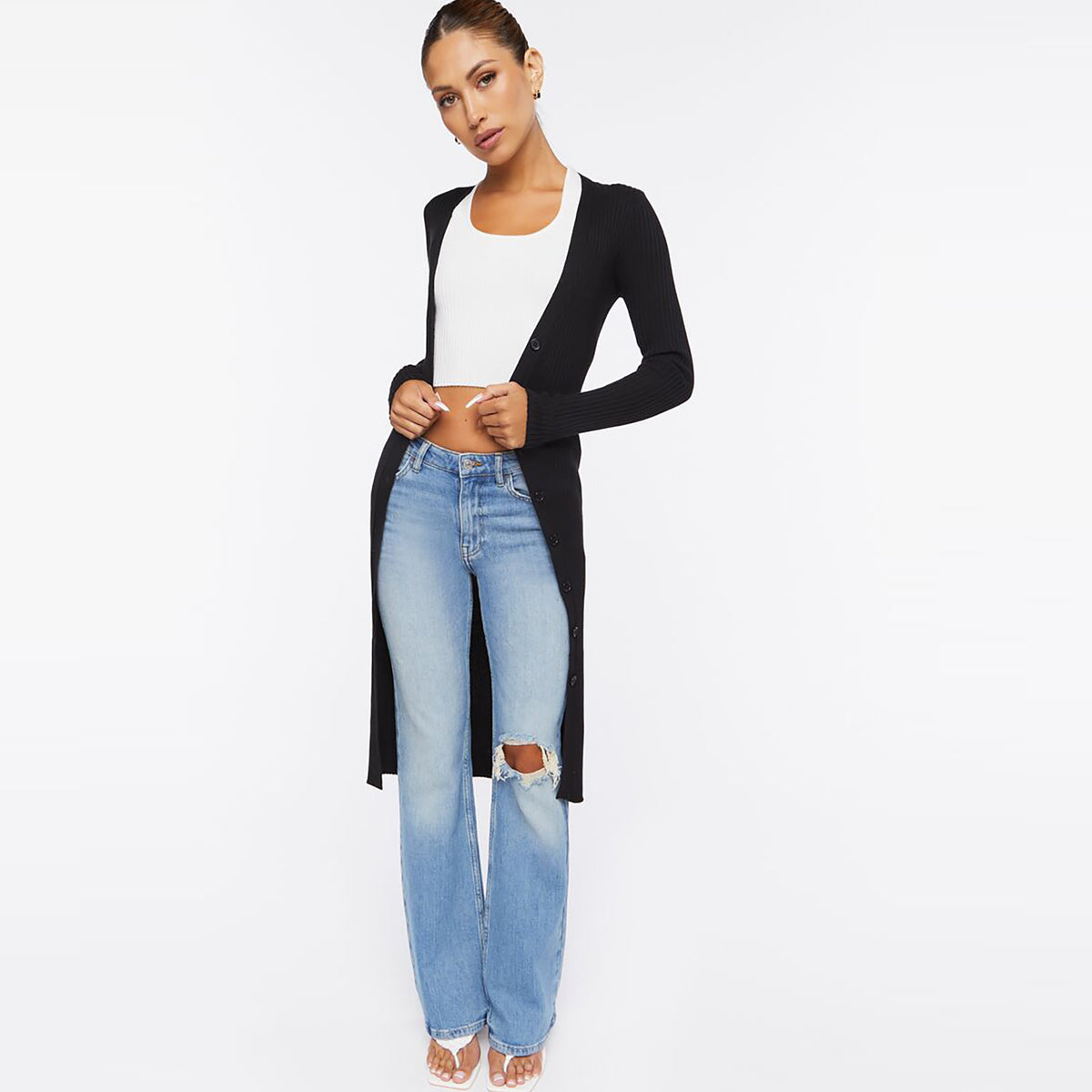 Forever21 - Long Ribbed Knit Cardigan for women - sold by FIG