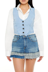 Forever21 -Denim Cropped Vest-Women-sold bt FIG