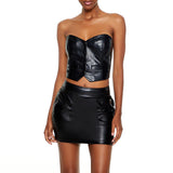 Forever 21 - Faux Leather Sweetheart Crop Top - Sold by FIG