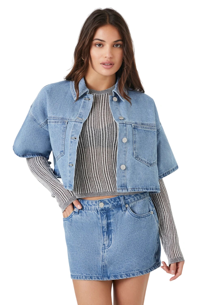 Forever21 -Denim Crop Shirt-Women-sold bt FIG