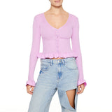 Forever21 - Ruffle-Trim Cropped Cardigan Sweater for women - sold by FIG