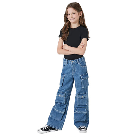 Forever 21 - Girls Wide-Leg Cargo Jeans (Kids) - Sold by FIG
