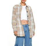 Forever 21 - Plaid Curved-Hem Shacket - Sold by FIG