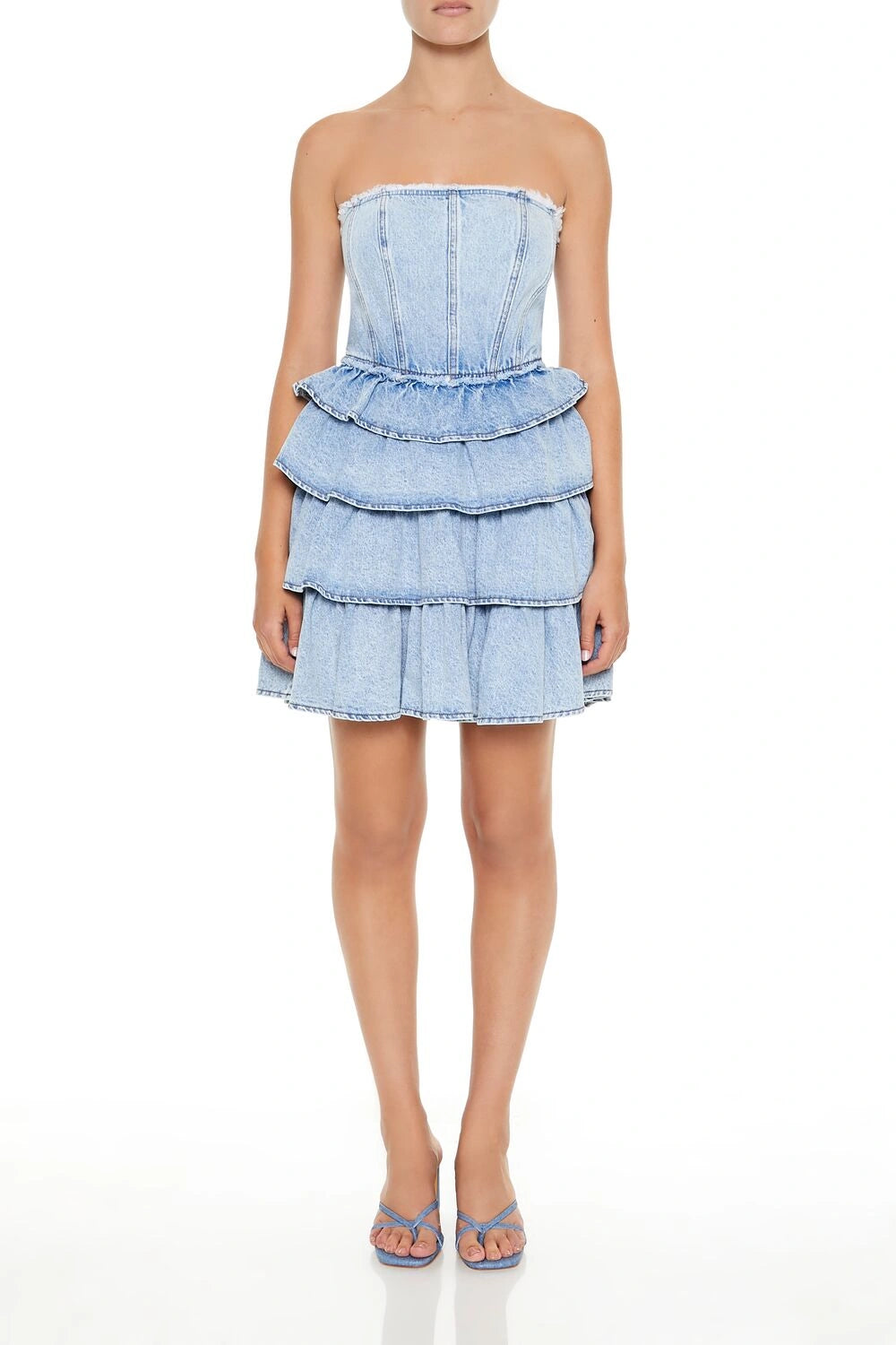 Forever21 -Strapless Layered Denim Mini Dress-Women-sold bt FIG