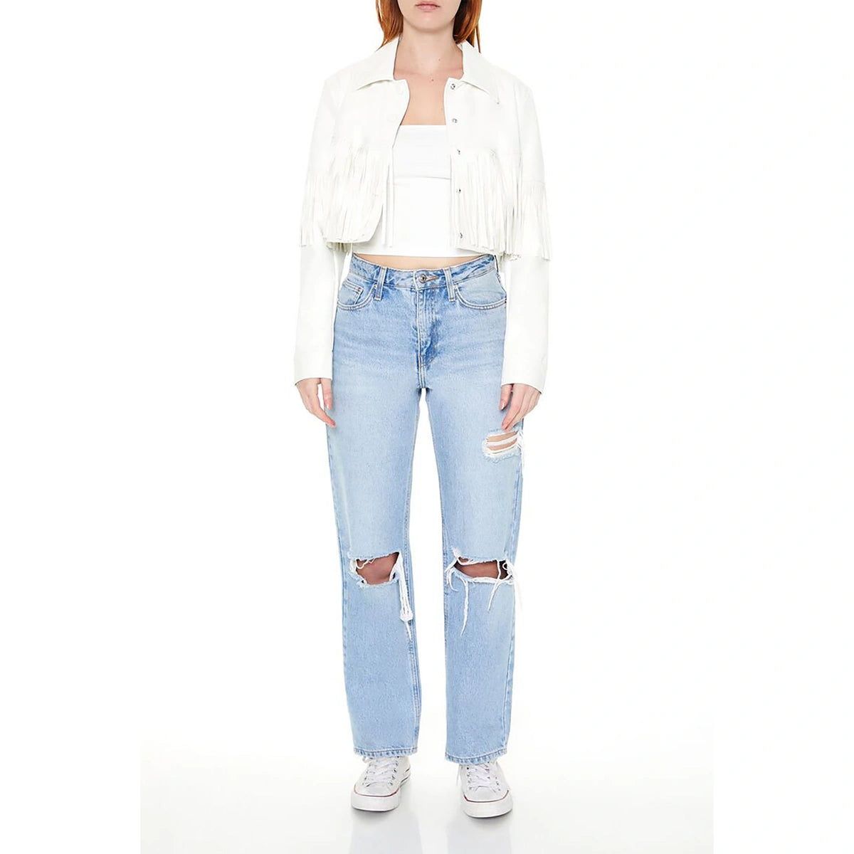 Forever 21 - Faux Leather Fringe Trucker Jacket - Sold by FIG