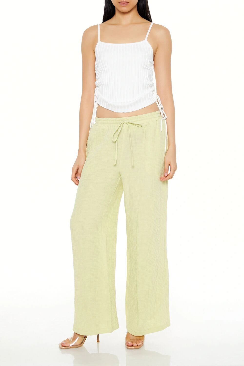 Forever21 -Wide-Leg Drawstring Pants-Women-sold bt FIG