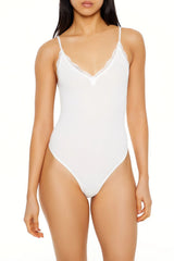 Forever21 -Seamless Lace-Trim Thong Bodysuit-Women-sold bt FIG