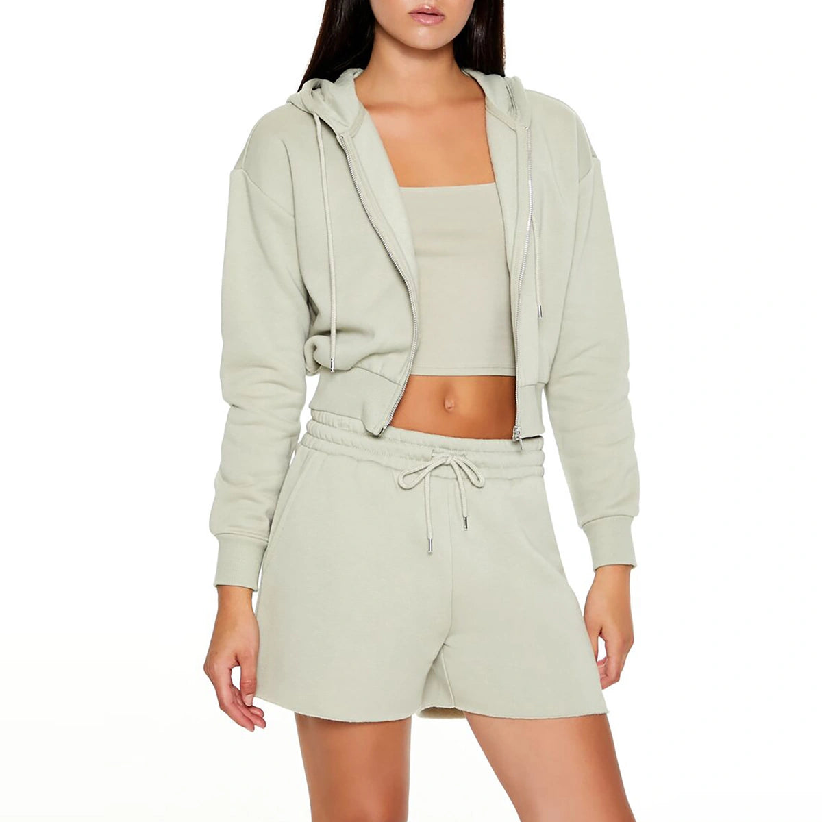 Forever 21 - Cropped Zip-Up Hoodie - Sold by FIG