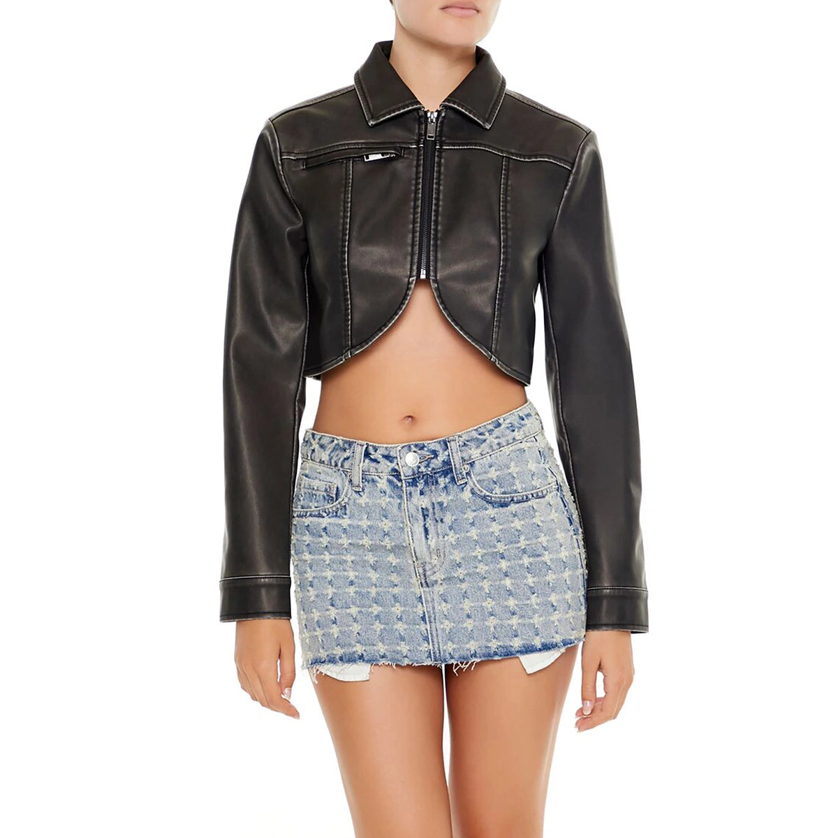 Forever 21 - Hallie Crop Faux Leather Jacket - Sold by FIG