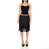 Forever 21 - Satin Lace-Trim Midi Skirt - Sold by FIG