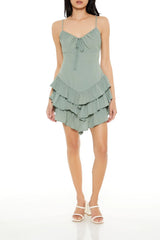 Forever21 -Tiered Cutout Ruffle Mini Dress-Women-sold bt FIG