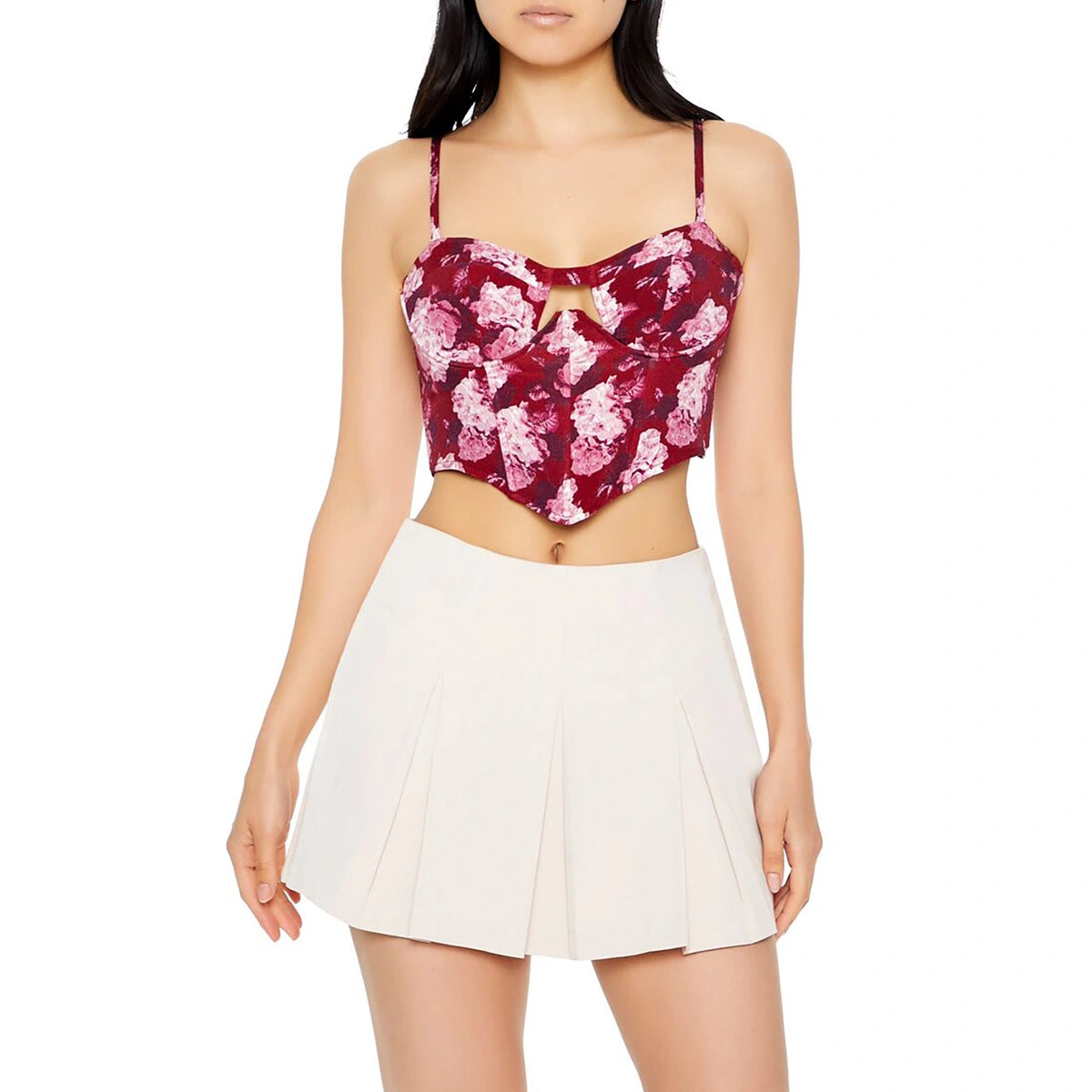 Forever 21 - Floral Print Corset Cropped Cami - Sold by FIG