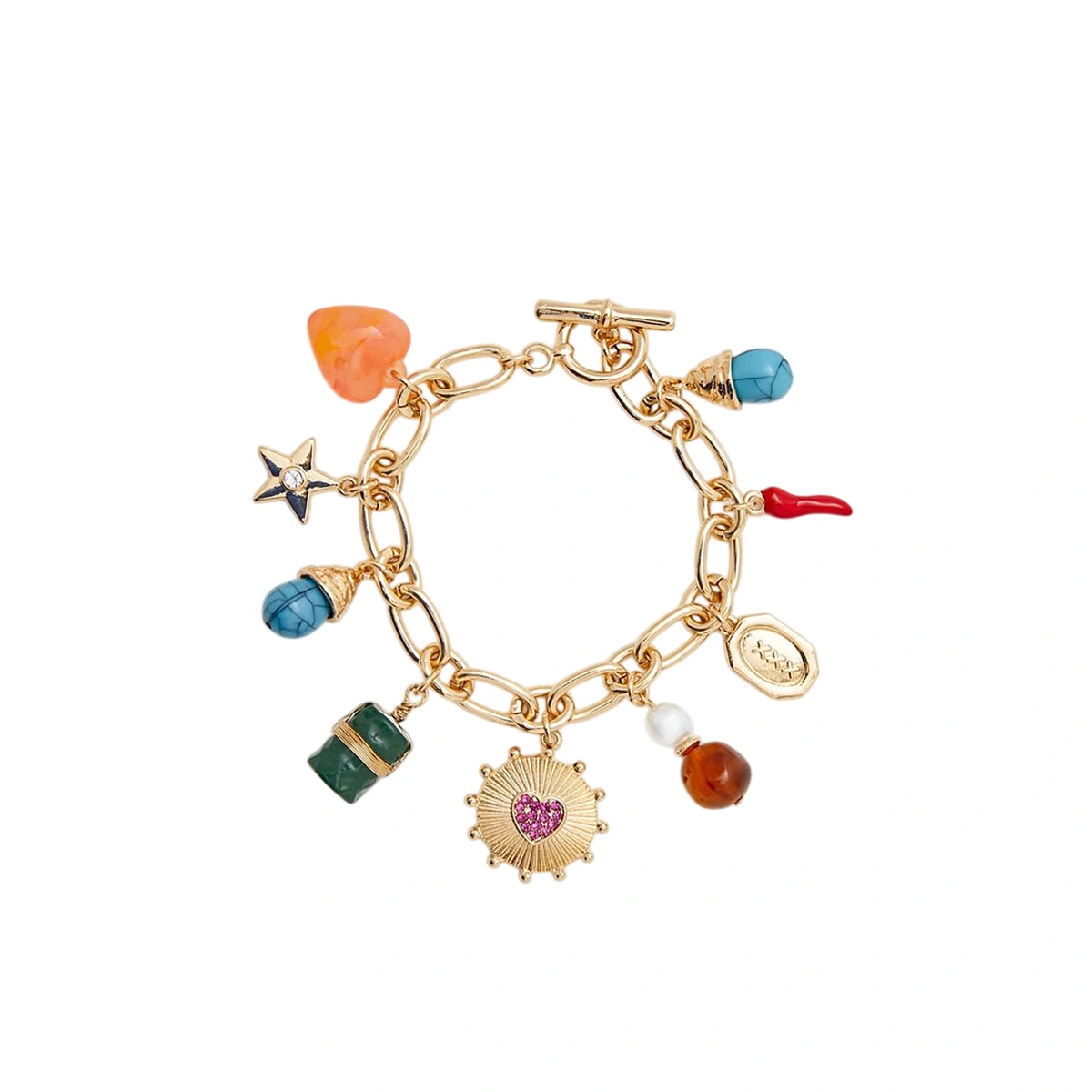 Forever 21 - Faux Stone Heart Charm Bracelet - Sold by FIG
