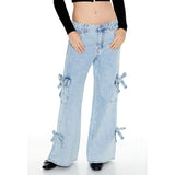 Forever21 - Bow Mid-Rise Cargo Jeans for women - sold by FIG