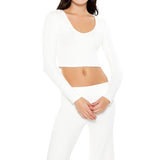Forever21 - V-Neck Long-Sleeve Crop Top for women - sold by FIG
