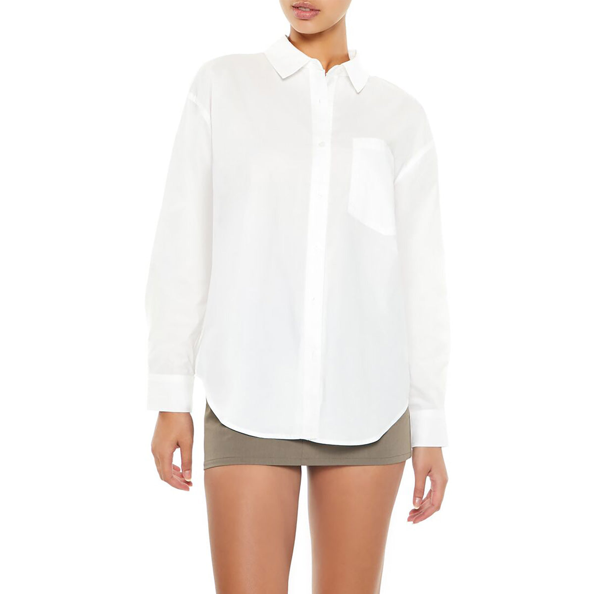 Forever21 - Poplin Dolphin-Hem Shirt for women - sold by FIG