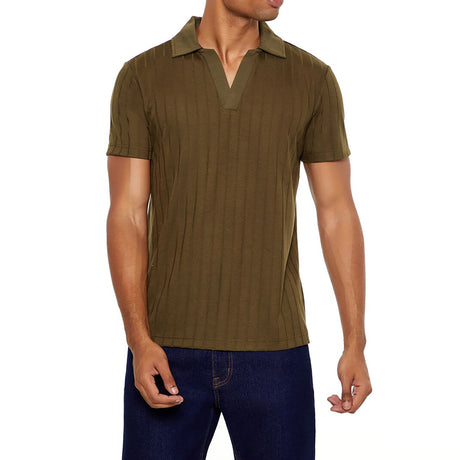 Forever21 - Ribbed Knit V-Neck Polo Shirt for men - sold by FIG