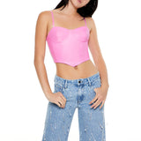 Forever21 - Faux Leather V-Hem Bustier Top for women - sold by FIG