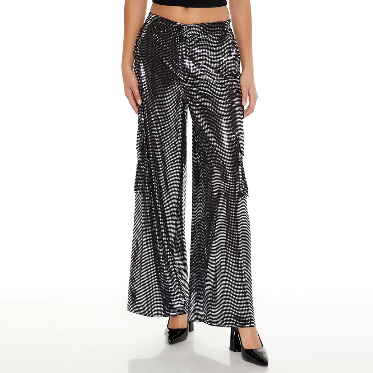 Forever21 - Metallic High-Rise Cargo Pants for women - sold by FIG