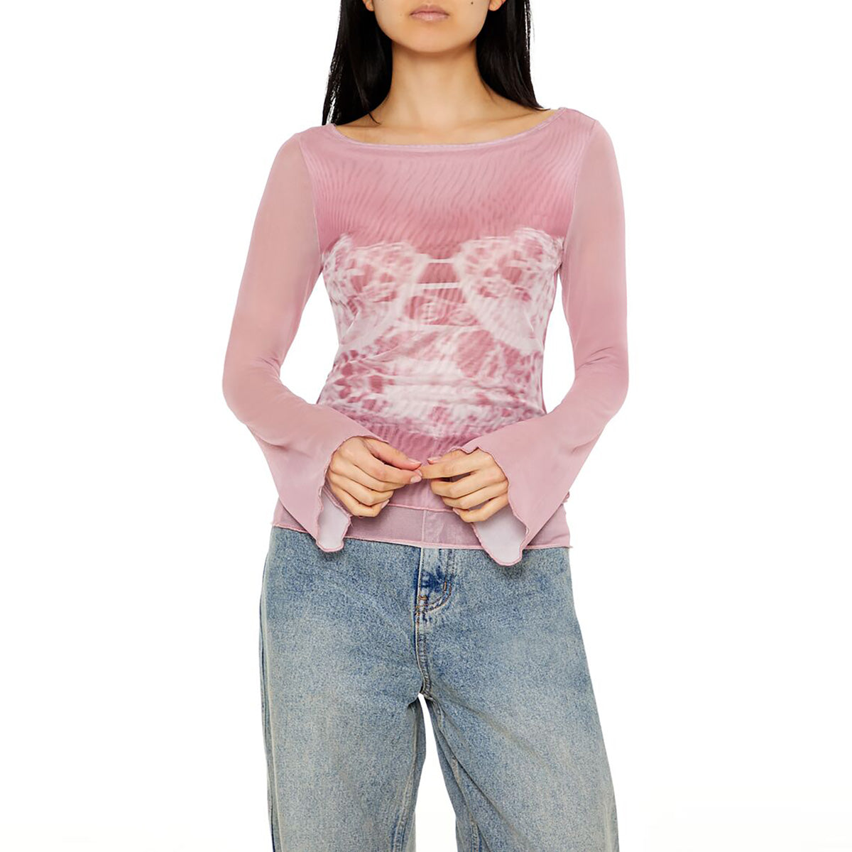 Forever21 - Abstract Bustier Bell-Sleeve Top for women - sold by FIG