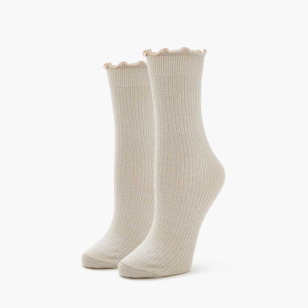Forever21 - Ribbed Lettuce-Edge Crew Socks for women - sold by FIG
