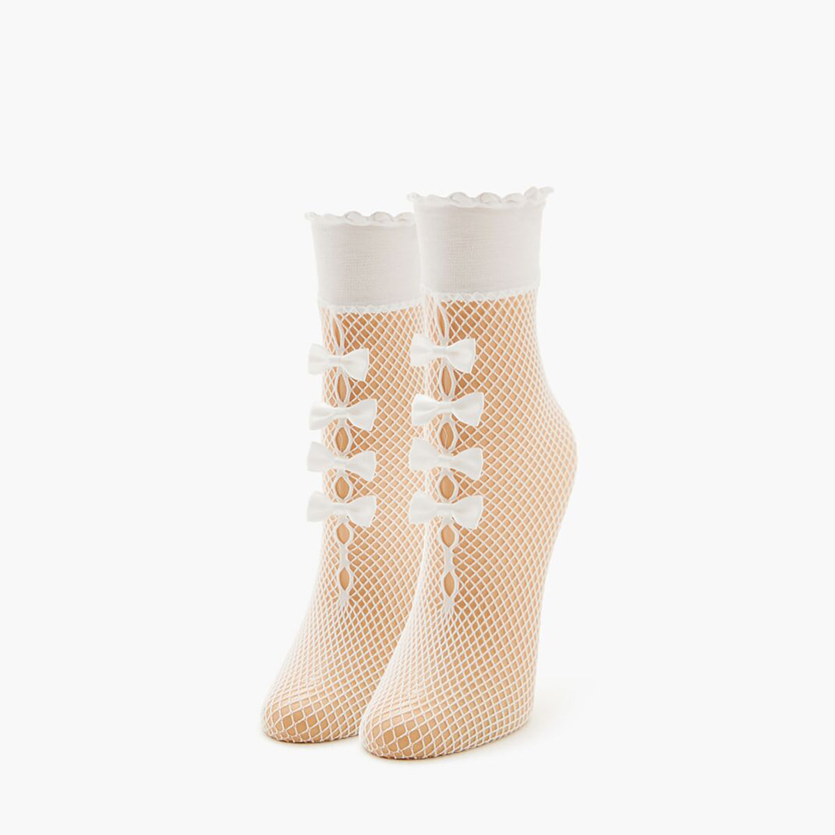 Forever21 - Sheer Fishnet Bow Crew Socks for women - sold by FIG