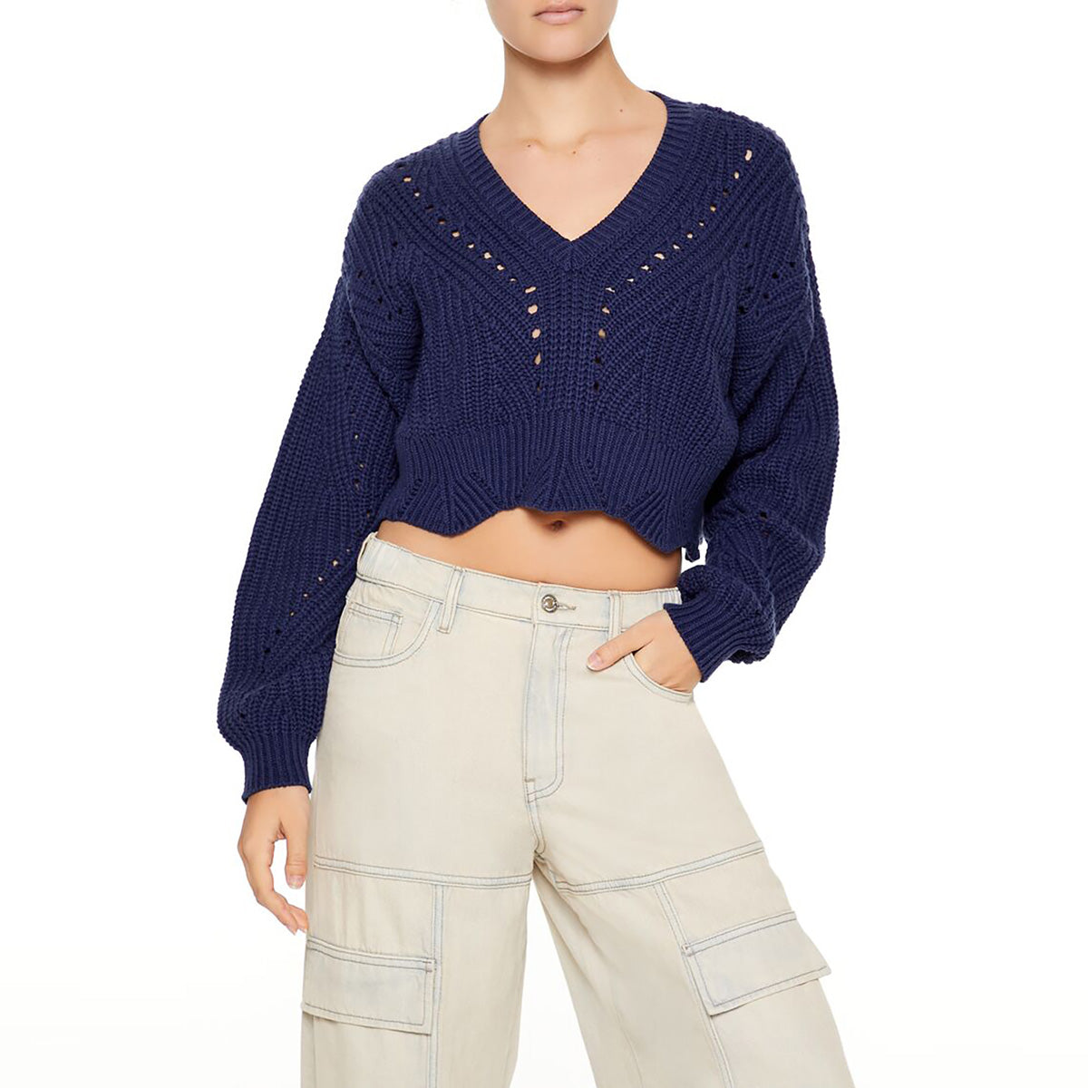 Forever21 - Open-Knit Cropped Sweater for women - sold by FIG