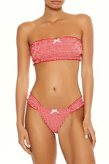 Forever21 -Smocked Gingham Bandeau Bikini Top-Women-sold bt FIG