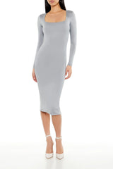 Forever21 -Contour Sculpt Square-Neck Midi Dress-Women-sold bt FIG