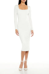 Forever21 -Contour Sculpt Square-Neck Midi Dress-Women-sold bt FIG