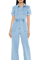 Forever21 -Denim Straight-Leg Jumpsuit-Women-sold bt FIG
