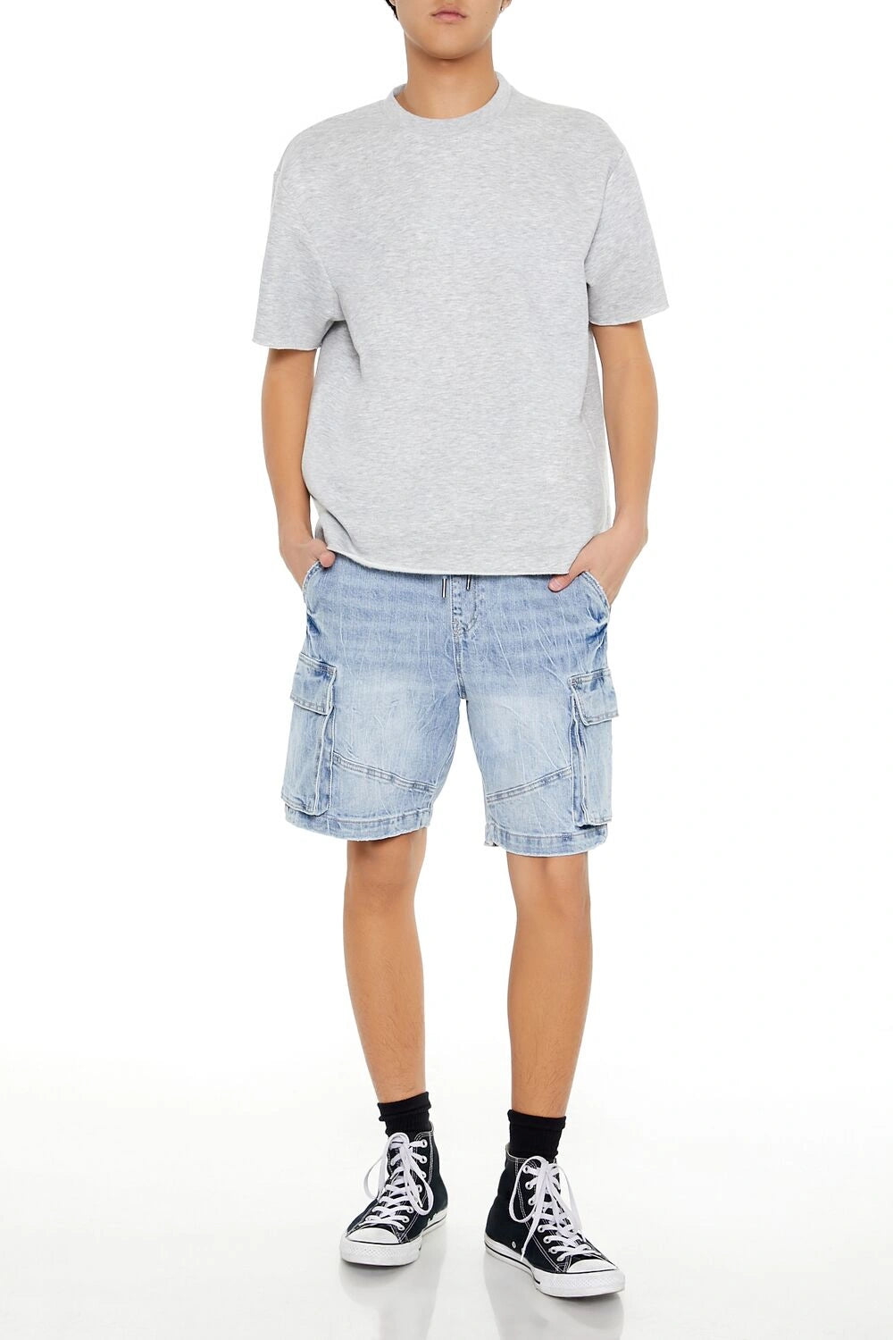 Forever21 -Drawstring Denim Cargo Shorts-Men-sold bt FIG