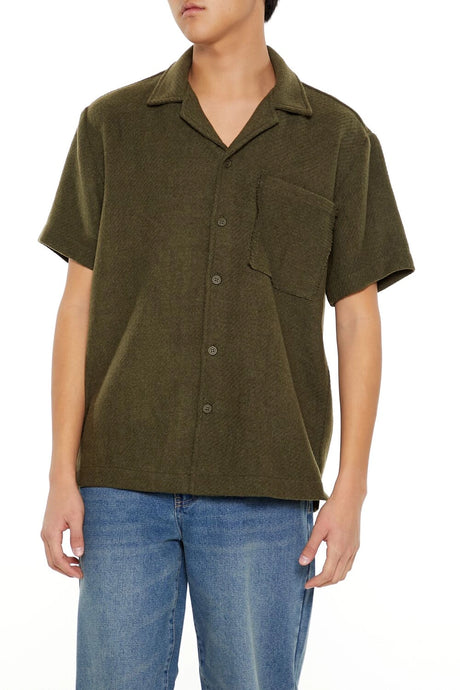 Forever21 -Boucle Knit Cuban-Collar Shirt-Men-sold bt FIG