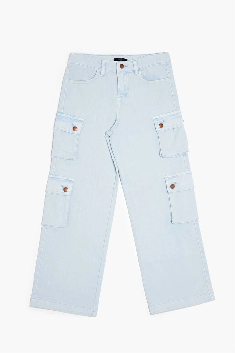Forever21 -Girls High-Rise Cargo Jeans (Kids)-Kids-sold bt FIG