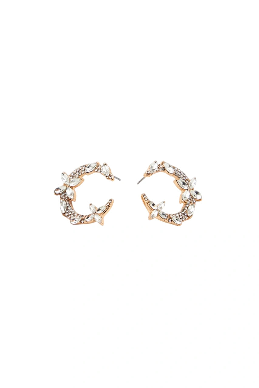 Forever21 -Rhinestone Crescent Stud Earrings-Women-sold bt FIG