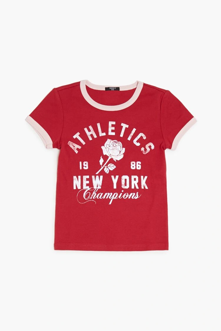 Forever21 -Girls Athletics Ringer Tee (Kids)-Kids-sold bt FIG