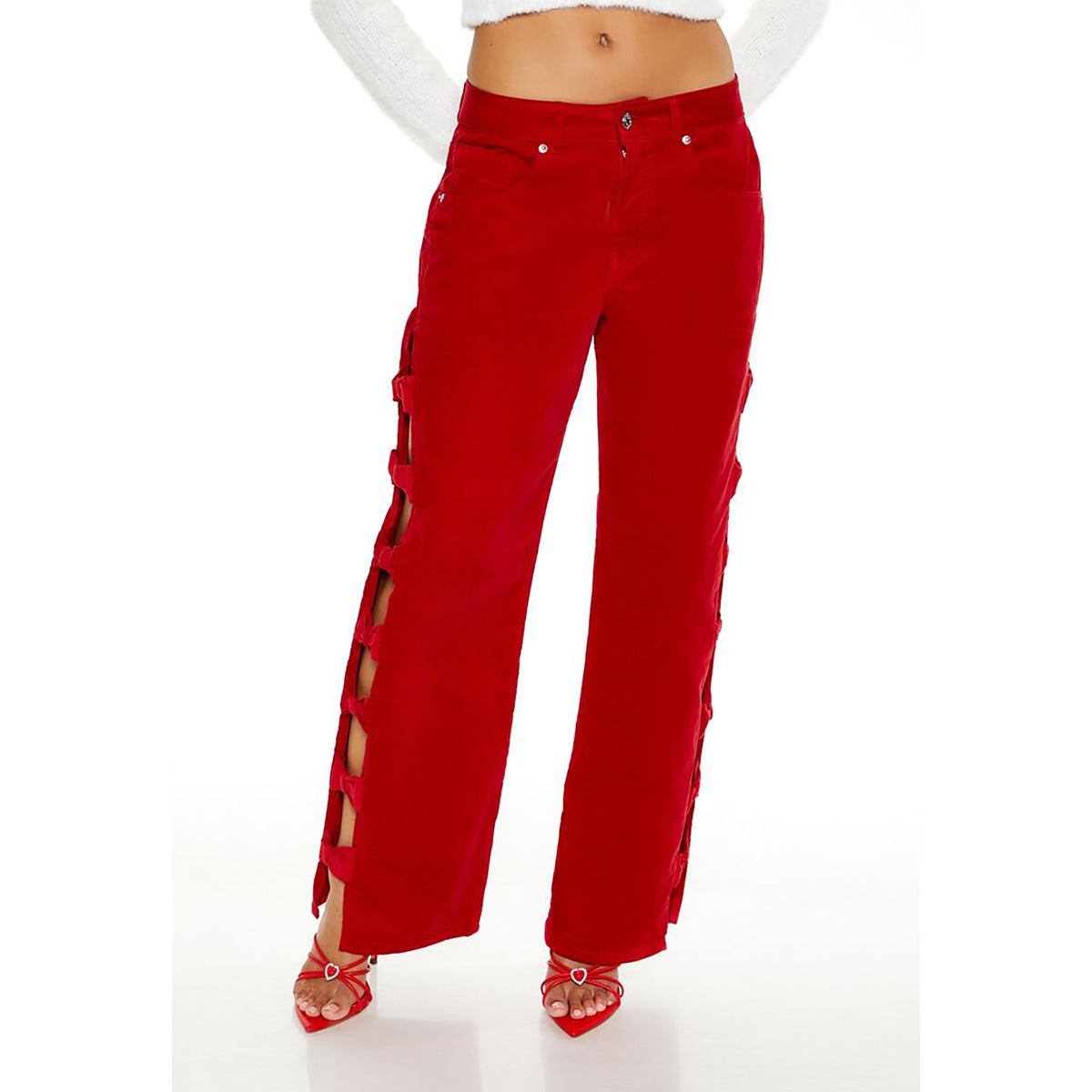 Forever21 - Bow Velvet Cutout Pants for women - sold by FIG