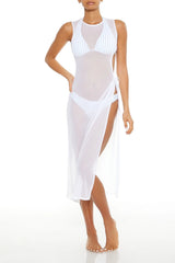 Forever21 -Essentials Mesh Side-Slit Swim Cover-Up Midi Dress-Women-sold bt FIG