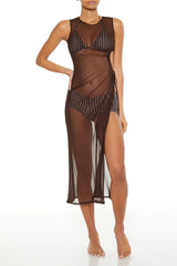 Forever21 -Essentials Mesh Side-Slit Swim Cover-Up Midi Dress-Women-sold bt FIG