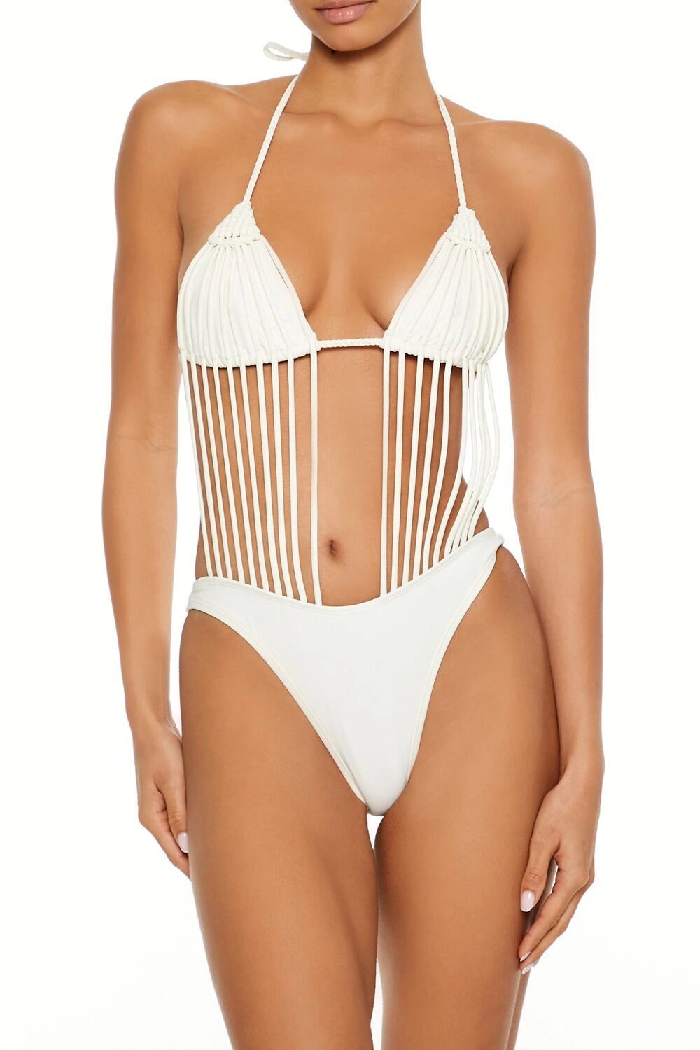 Forever21 -Macrame Halter Monokini One-Piece Swimsuit-Women-sold bt FIG