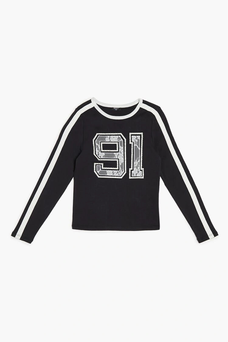 Forever21 -Girls Lace 91 Patch Tee (Kids)-Kids-sold bt FIG