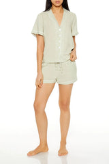 Forever21 -Polka Dot Shirt & Shorts Pajama Set-Women-sold bt FIG