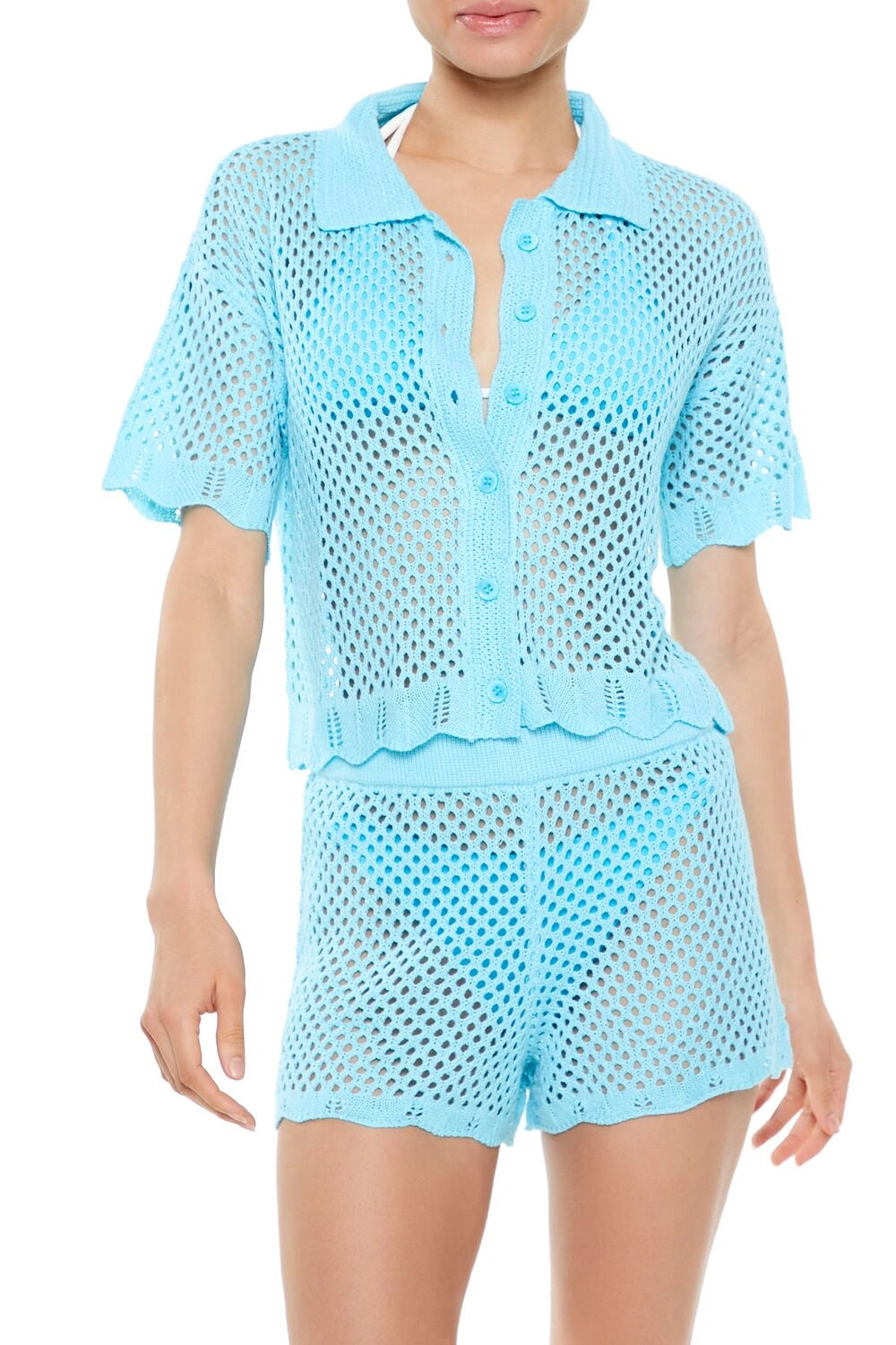 Forever21 -Crochet Swim Cover-Up Shirt-Women-sold bt FIG