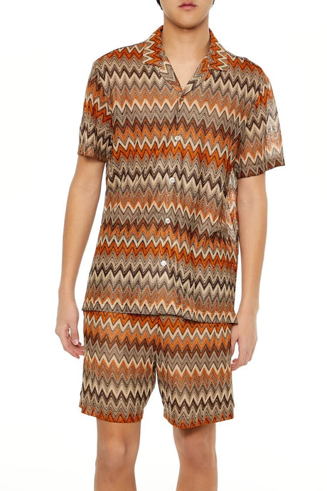 Forever21 -Multi Zigzag Button-Front Shirt-Men-sold bt FIG
