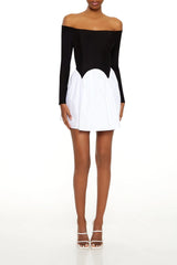 Forever21 -Off-the-Shoulder Combo Mini Dress-Women-sold bt FIG